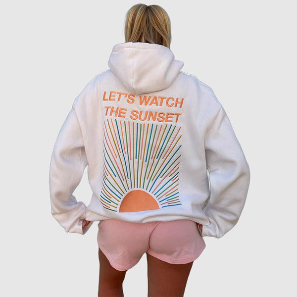 Grafik hoodie – damen 'lass uns den sonnenuntergang anschauen' lässiger sweatshirt