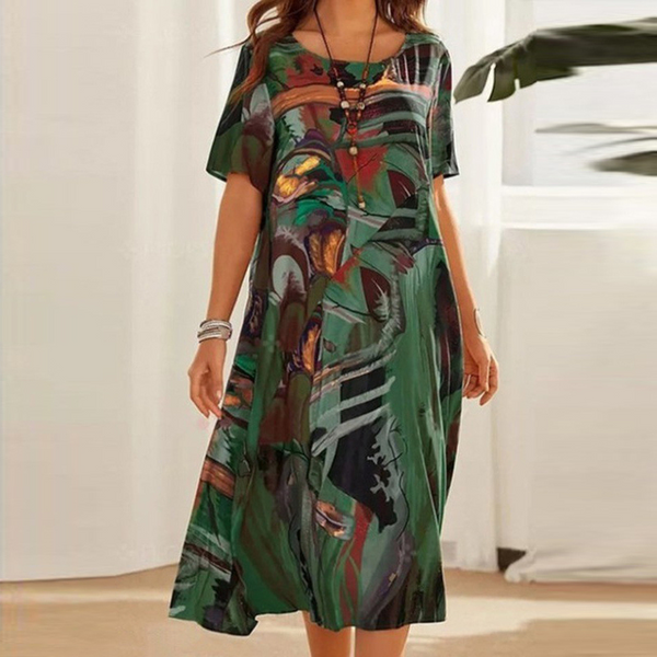 Maxikleider - stylisches sommerkleid mit kurzen ärmeln für damen