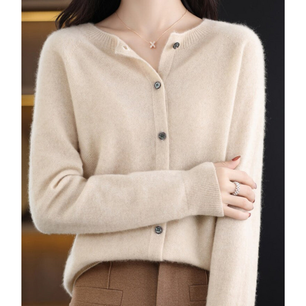 Damen strickjacke - weicher merino knopf-jumper
