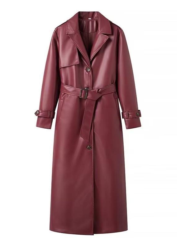 Langer Trenchcoat – Eleganti roti Damenjacke