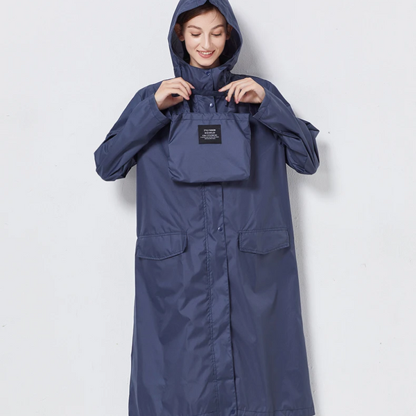 Wasserdichte regenjacke - lange damenjacke mit kapuze