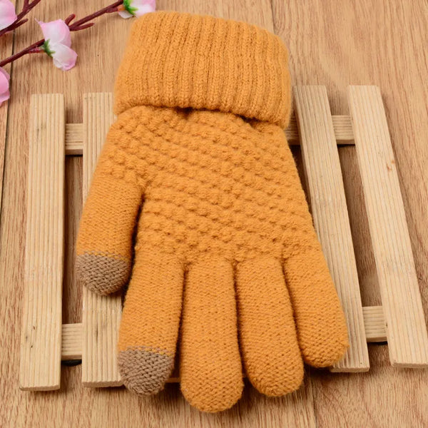 Touchscreen-fähigi gestrickti Handschue – Damen-Winterhandschue für Smartphone-Nutzung