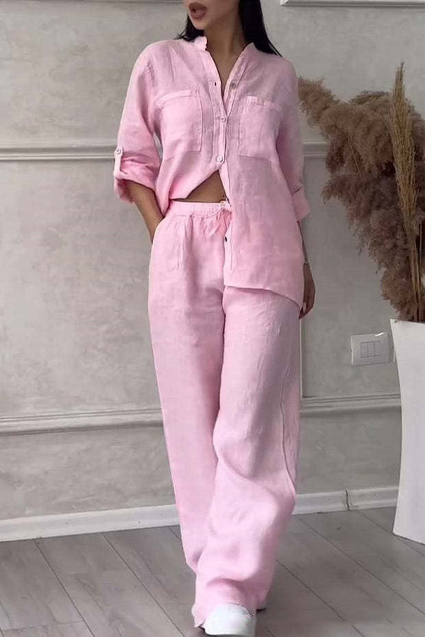 2-teilige leinen-lounge-kombination - lässiger look für damen