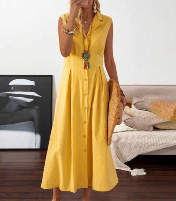 Sommerkleid - schickes ärmelloses knopfkleid für warme tage
