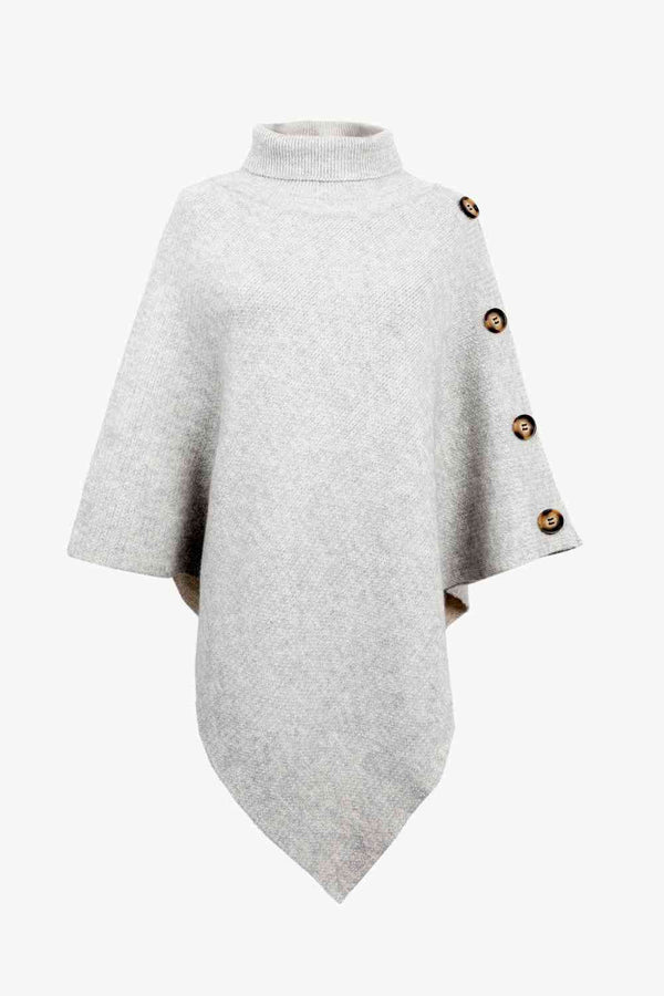 Damen poncho pullover - stylischer strick mit hohem kragen