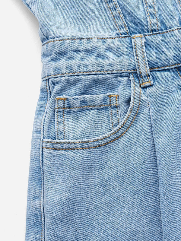 Denim jumpsuit mit klappentaschen - stylische blaue damen-overall