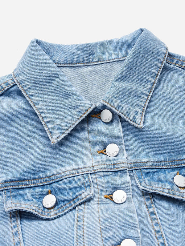 Denim jumpsuit mit klappentaschen - stylische blaue damen-overall