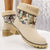 Vintage damen stiefeletten – winterstiefel mit blumenmuster, warmem futter und stabilem absatz