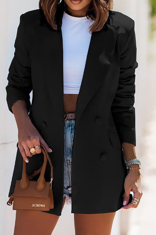 Doppelreihiger Damenblazer in Schwarz und Grau – elegant und vielseitig