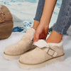 Warme damen slippers – beige winterstiefel mit plüsshfutter, verstellbarem schnallenverschluss und robusser sohle
