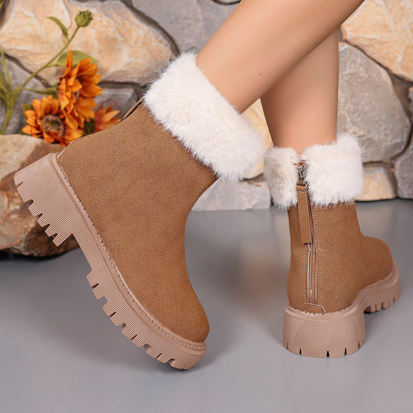 Warme damen slippers - winterstiefel mit plüschfutter und robuster sohle