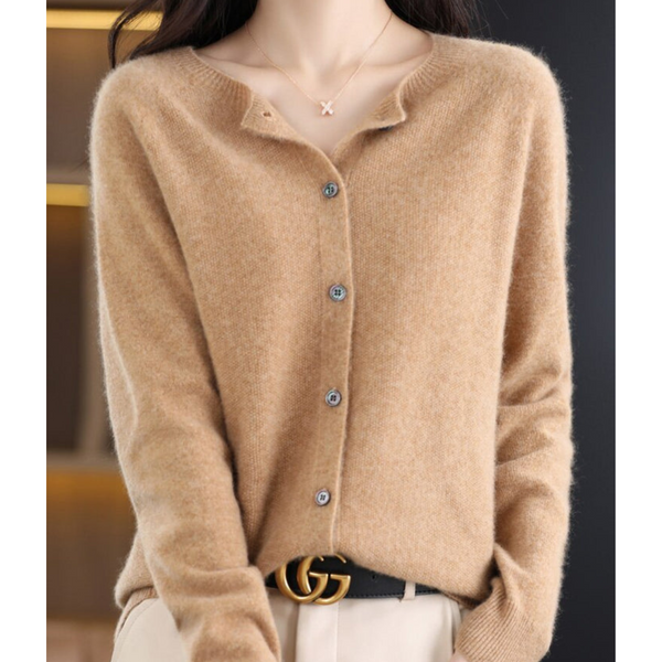 Damen strickjacke - weicher merino knopf-jumper