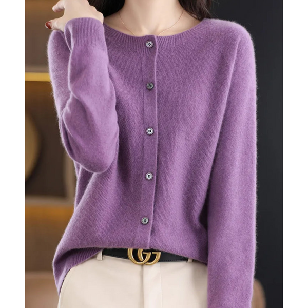 Damen strickjacke - weicher merino knopf-jumper