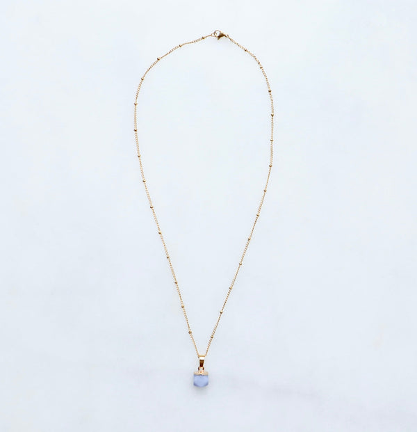 Blaue Achat Halskette – Elegante Halskette mit Anhänger für Frauen