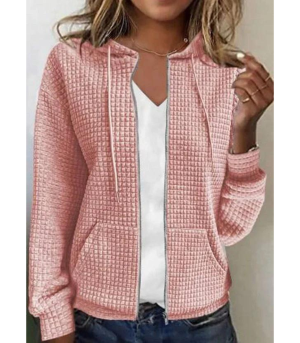 Texturierti zip-hoodie - lässigi jacke für frauen