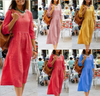 Lässiges leinenkleid - elegantes midi-kleid für frauen