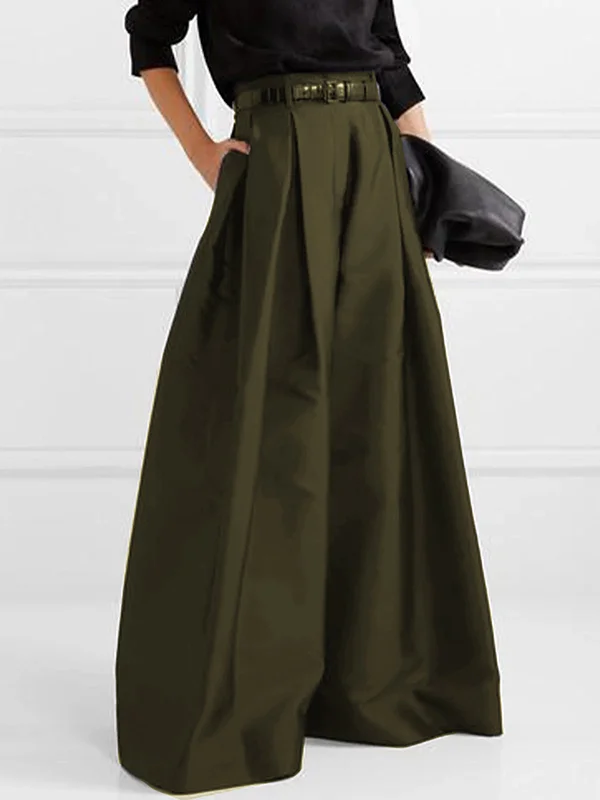 Hohe taillen-plissiertes rock - elegante maxi-rock für damen