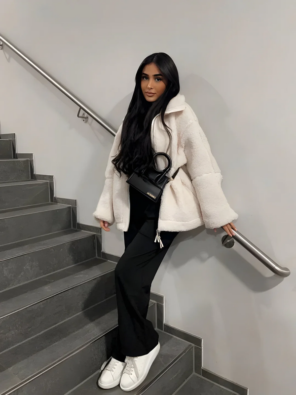 Fleece zip-jacke - gemütlicher oversized fleece-mantel für frauen