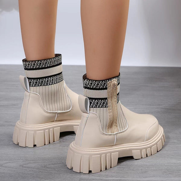 Stilvolle damen-boots – moderne stiefel mit elastischem schaft, reissverschluss und robuster sohle