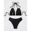 2-teiliger damen bikini mit hoher taille und halterneck - weicher stretchstoff für entspannte strandausflüge