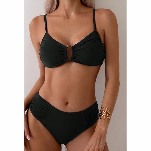 2-teiliger damen bikini mit hohem bund - stilvolle strandmode