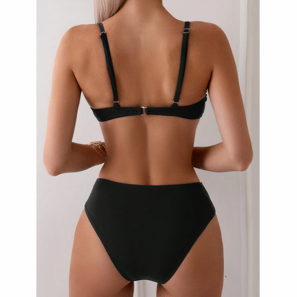 2-teiliger damen bikini mit hohem bund - stilvolle strandmode