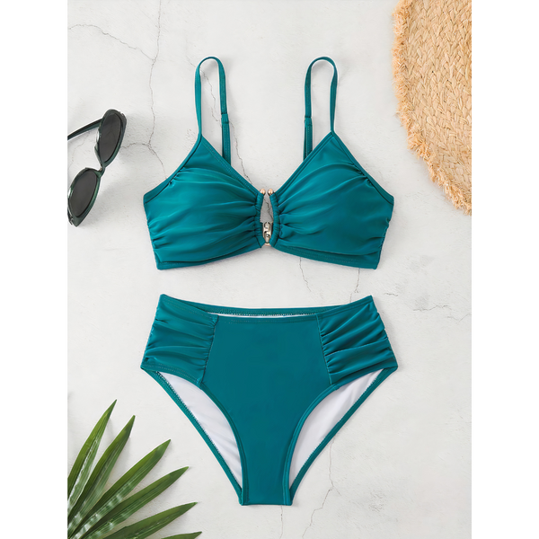 2-teiliger damen bikini mit hohem bund - stilvolle strandmode