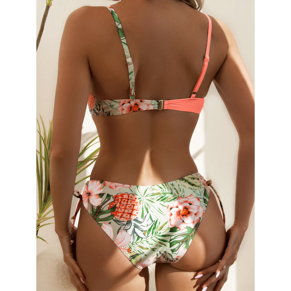 2-teiliger damen bikini mit stylischem blumenmuster - schicke strandmode für sommerferien