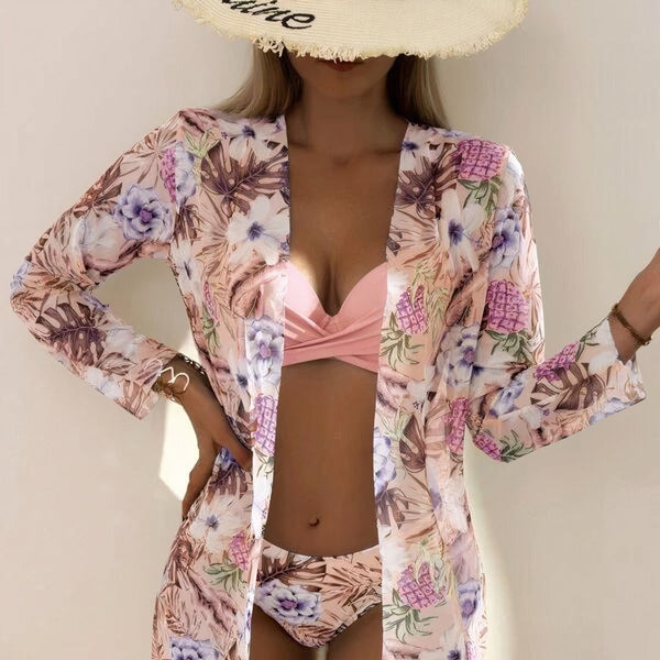 2-teiligi frauen bikini mit blümchenmuster – elegante badebekleidung für strand und pool