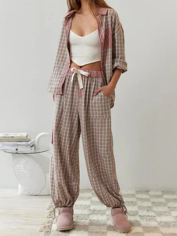 2-teiliger pyjama für frauen – lässige loungewear mit gemütlichem oberteil und hose für entspannte nächte