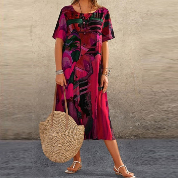 Maxikleider - stylisches sommerkleid mit kurzen ärmeln für damen