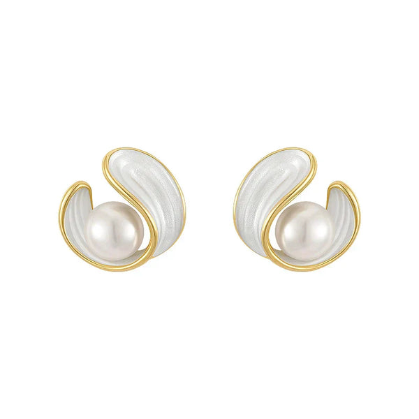 2-teilige Perlenohrringe – Elegante Kombination in Weiß für Damen