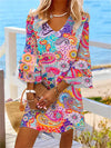 Bunt gedrucktes kleid – lässige damen kurzarm strandmode