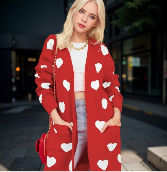 Gestrickte cardigan - elegante oversized cardigan für damen mit blumenmotiv