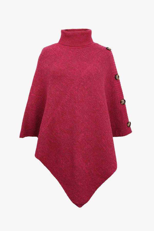 Damen poncho pullover - stylischer strick mit hohem kragen