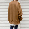 Dames Oversized-Sweater – losse Fit langer Pulli mit runde Hals und gerippti Bündli