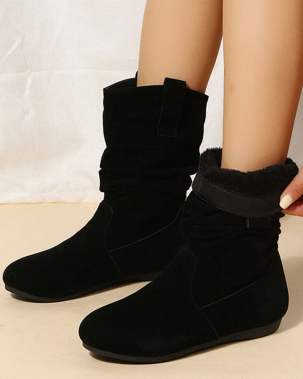 Lässigi slouch ankle boots - stilvolli damen faux suede boots