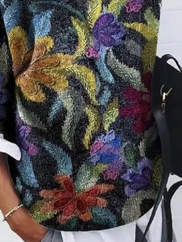 Blumenstrickpullover - strukturierter damenpullover