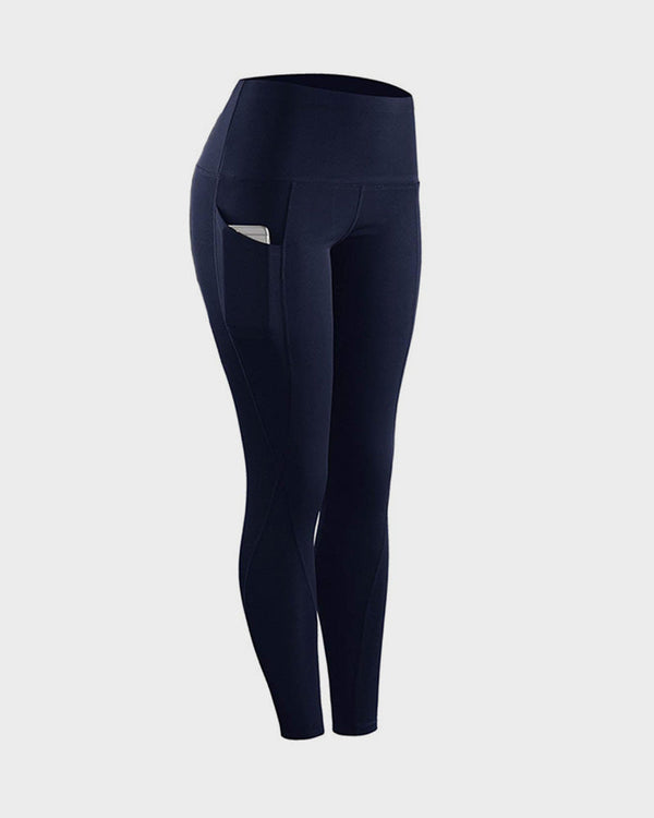 Hochgezogene sportleggings mit taschen - stylische damen workout-hosen
