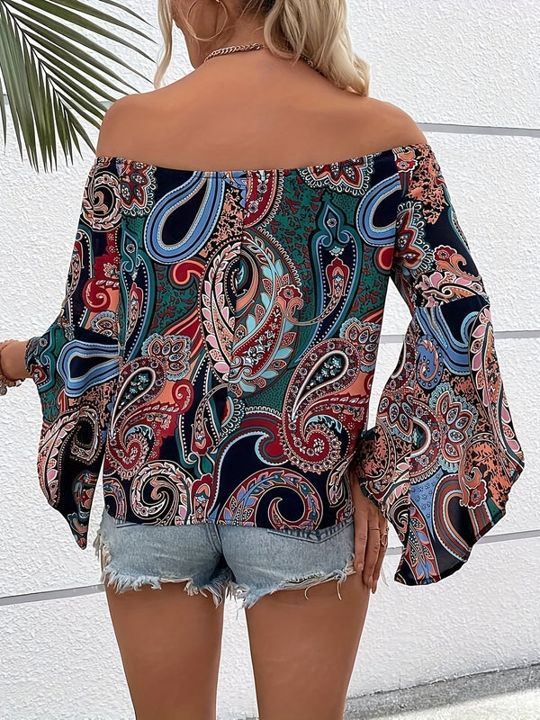 Off-shoulder-bluse - elegante bluse mit floralem muster für damen