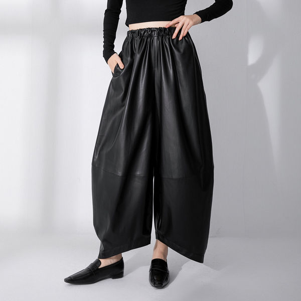 Breite hosen - hoher bund schwarze damenhosen