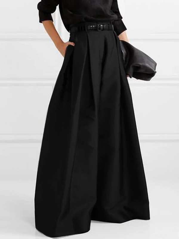 Hohe taillen-plissiertes rock - elegante maxi-rock für damen