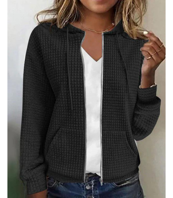 Texturierti zip-hoodie - lässigi jacke für frauen