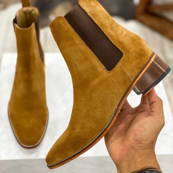 Handgefertigte braune Stiefeletten für Damen – bequeme Blockabsätze