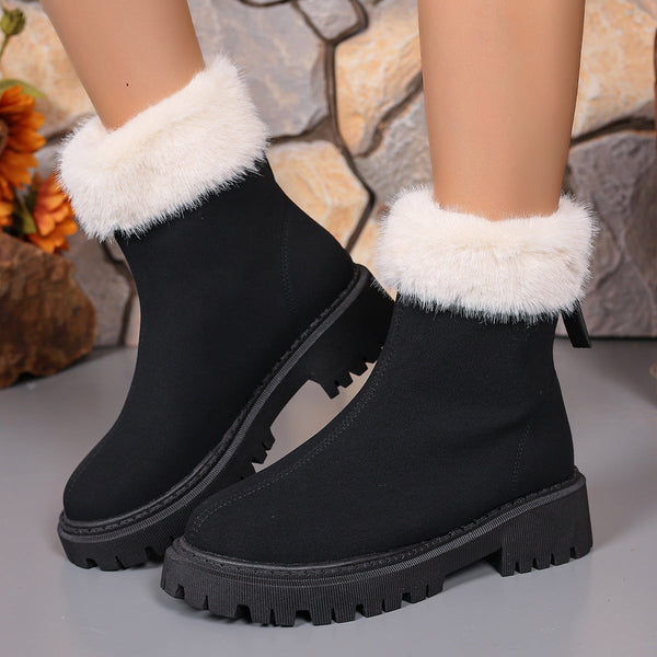 Warme damen slippers - winterstiefel mit plüschfutter und robuster sohle