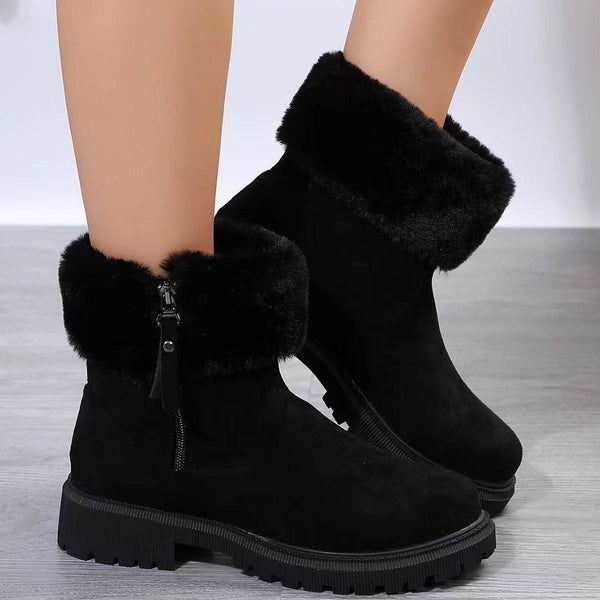 Warme damen-stiefeletten - winterstiefel mit weicher futterung, reissverschluss und rutschfester sohle