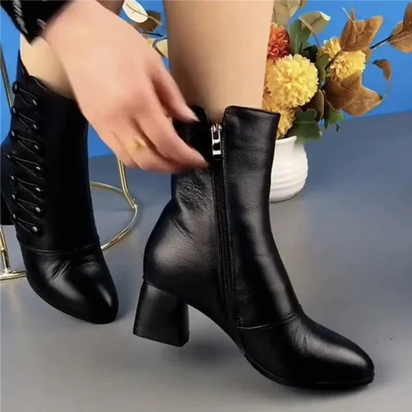 Schwarzi stiefelette - stilvolle damen-booties mit absatz und schnürung