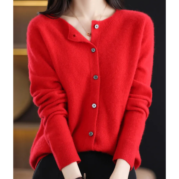 Damen strickjacke - weicher merino knopf-jumper