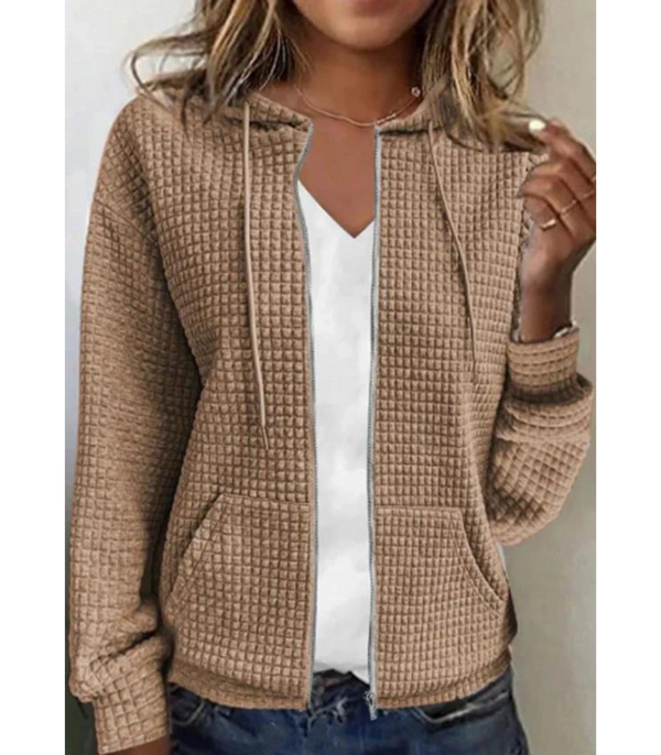 Texturierti zip-hoodie - lässigi jacke für frauen