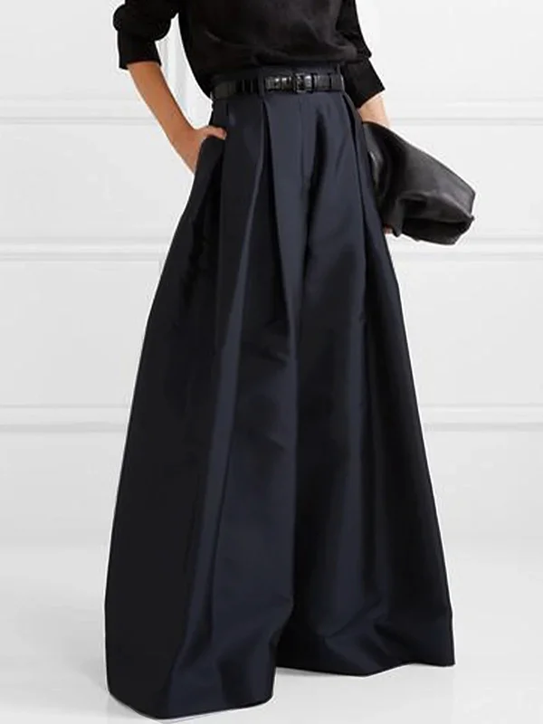 Hohe taillen-plissiertes rock - elegante maxi-rock für damen